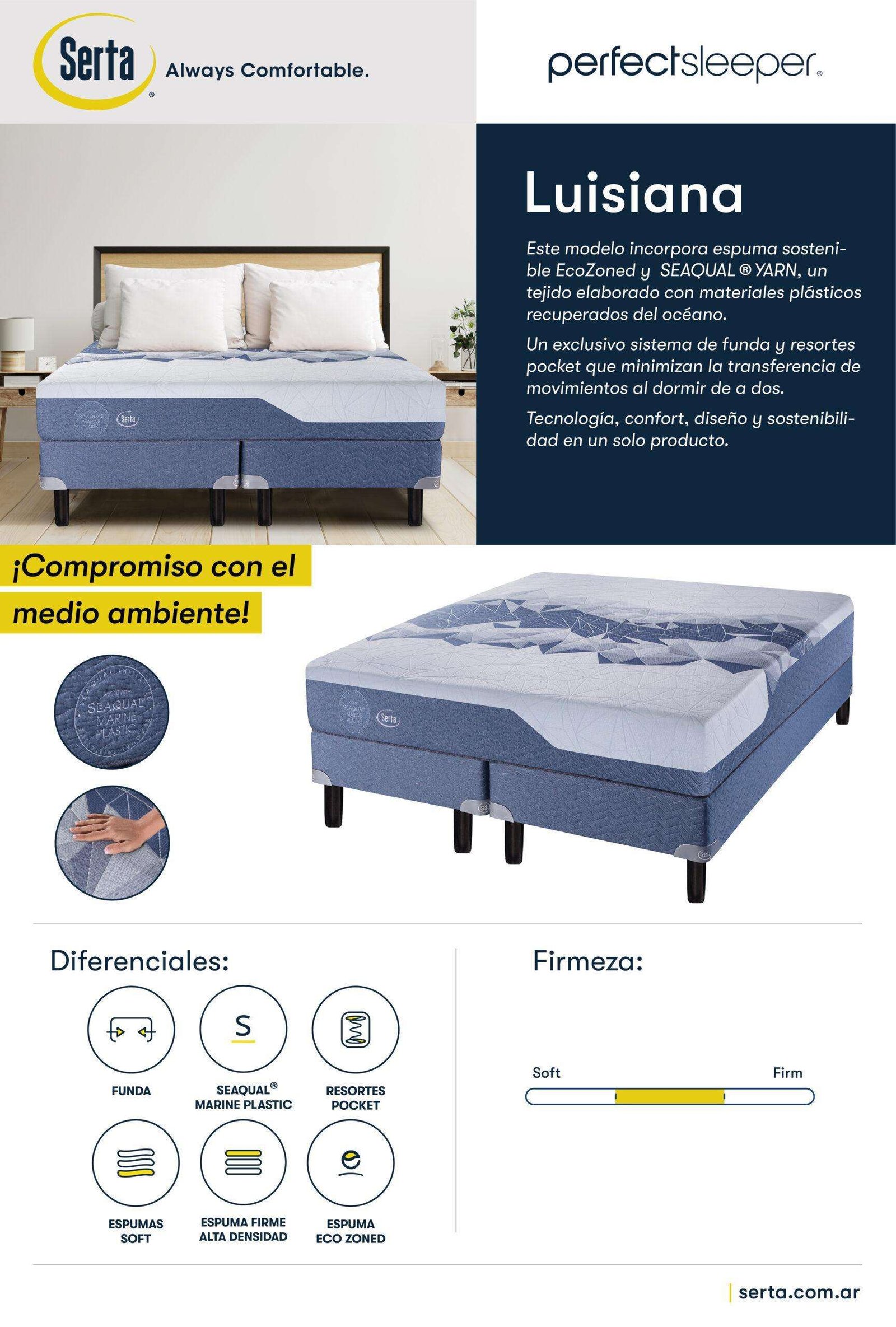 Colchón Serta Luisiana 200x200 cm 2 1/2 (King) Resortes - Imagen 2