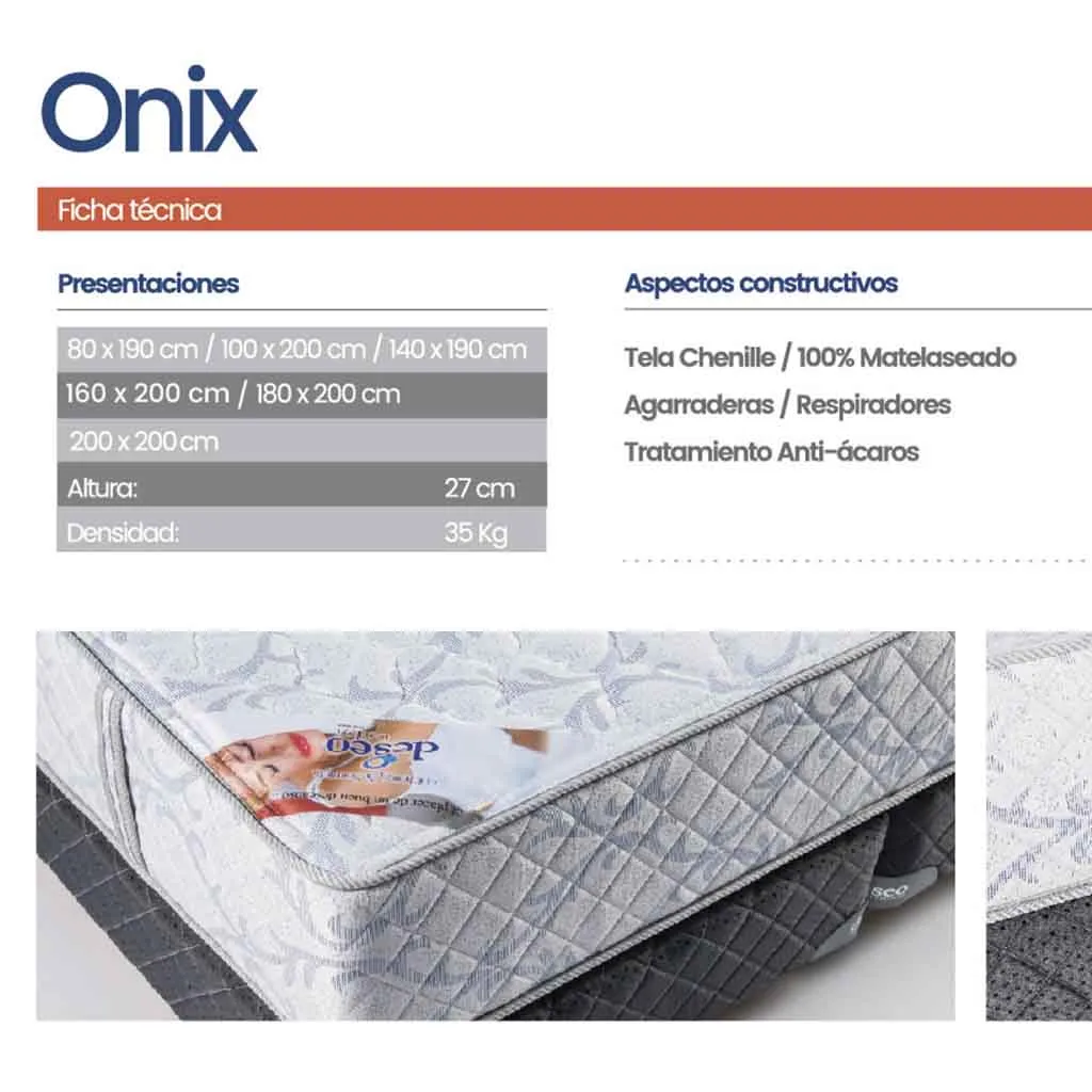 Colchon Onix 160x200x27 (35 kg)-2 1/2 plaza (Queen) Espuma-Promo mes de Septiembre!!! - Imagen 2