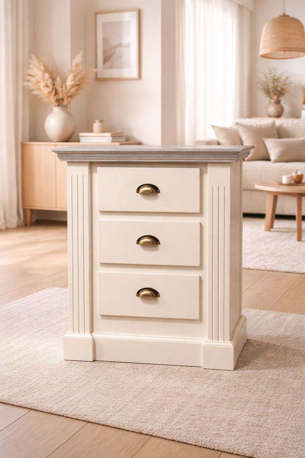 Mesa de Luz de Madera 3 Cajones Amor